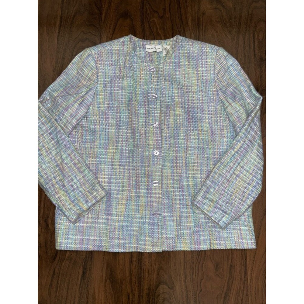 Alfred Dunner Pastel Multi-Color Tweed Blazer Jacket